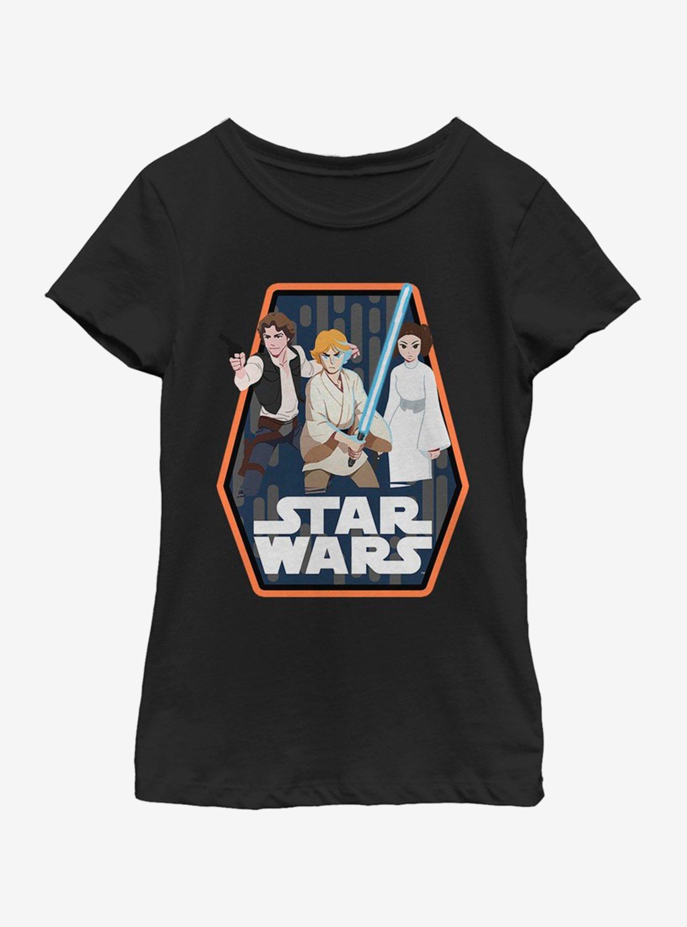 Star Wars Character Pendant Youth Girls T-Shirt, BLACK, hi-res