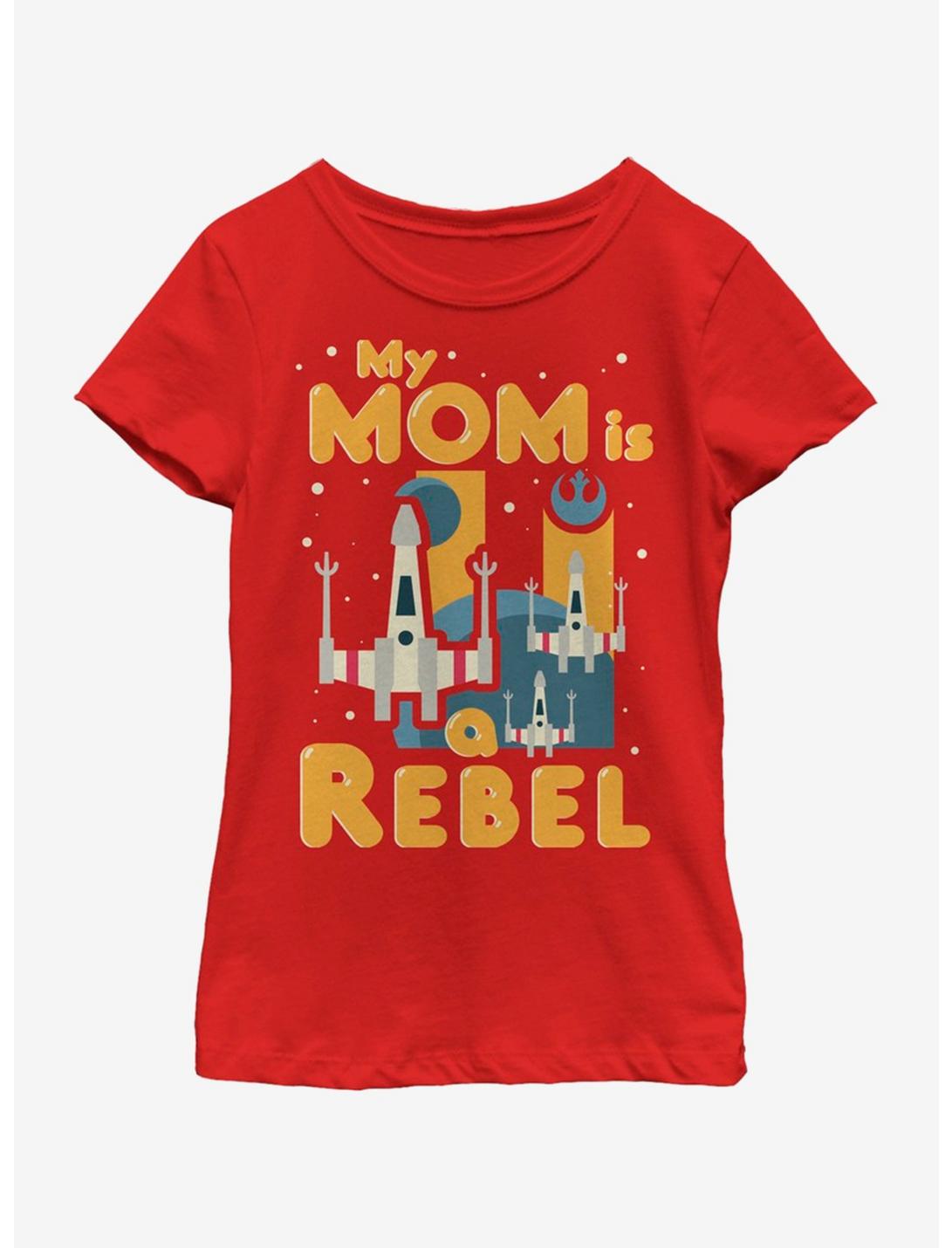 Star Wars Rebel Mom Youth Girls T-Shirt, RED, hi-res