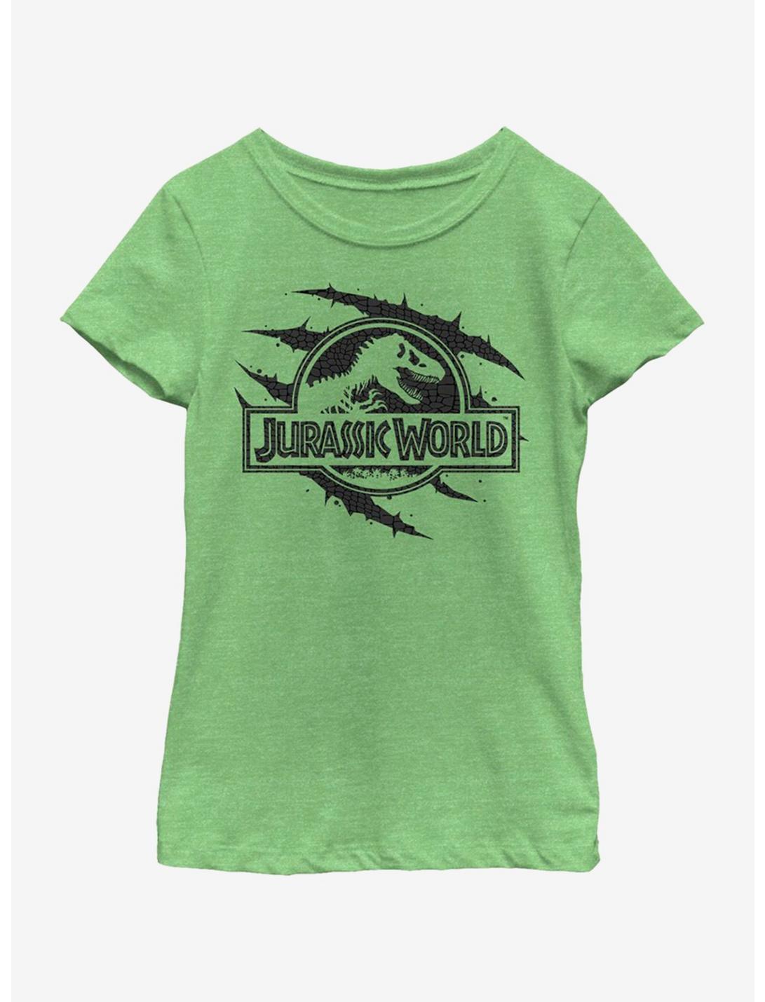 Jurassic World Logo Scale Slash Youth Girls T-Shirt, GRN APPLE, hi-res
