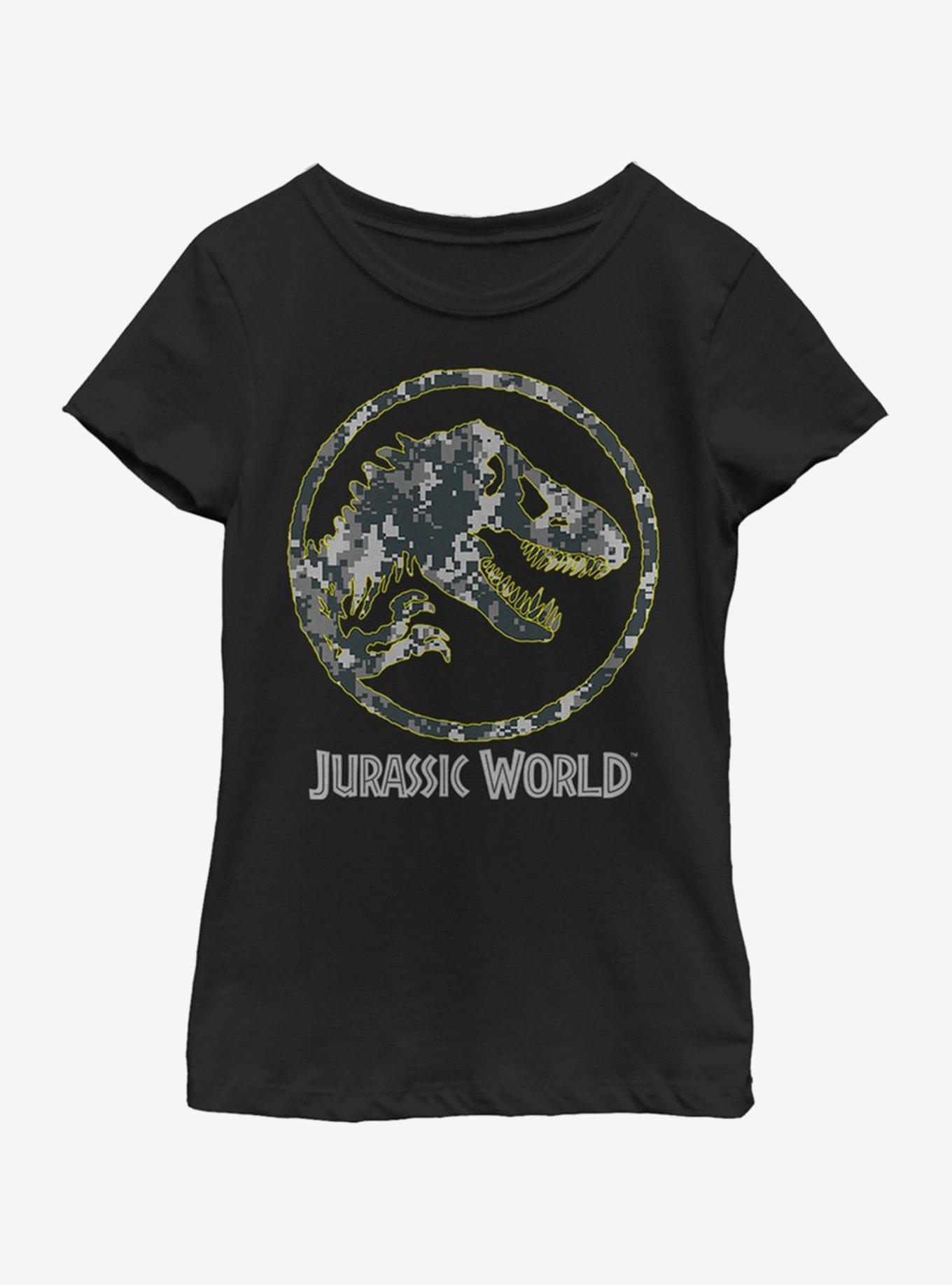 Jurassic Park Camo Yellow Dino Youth Girls T-Shirt, , hi-res