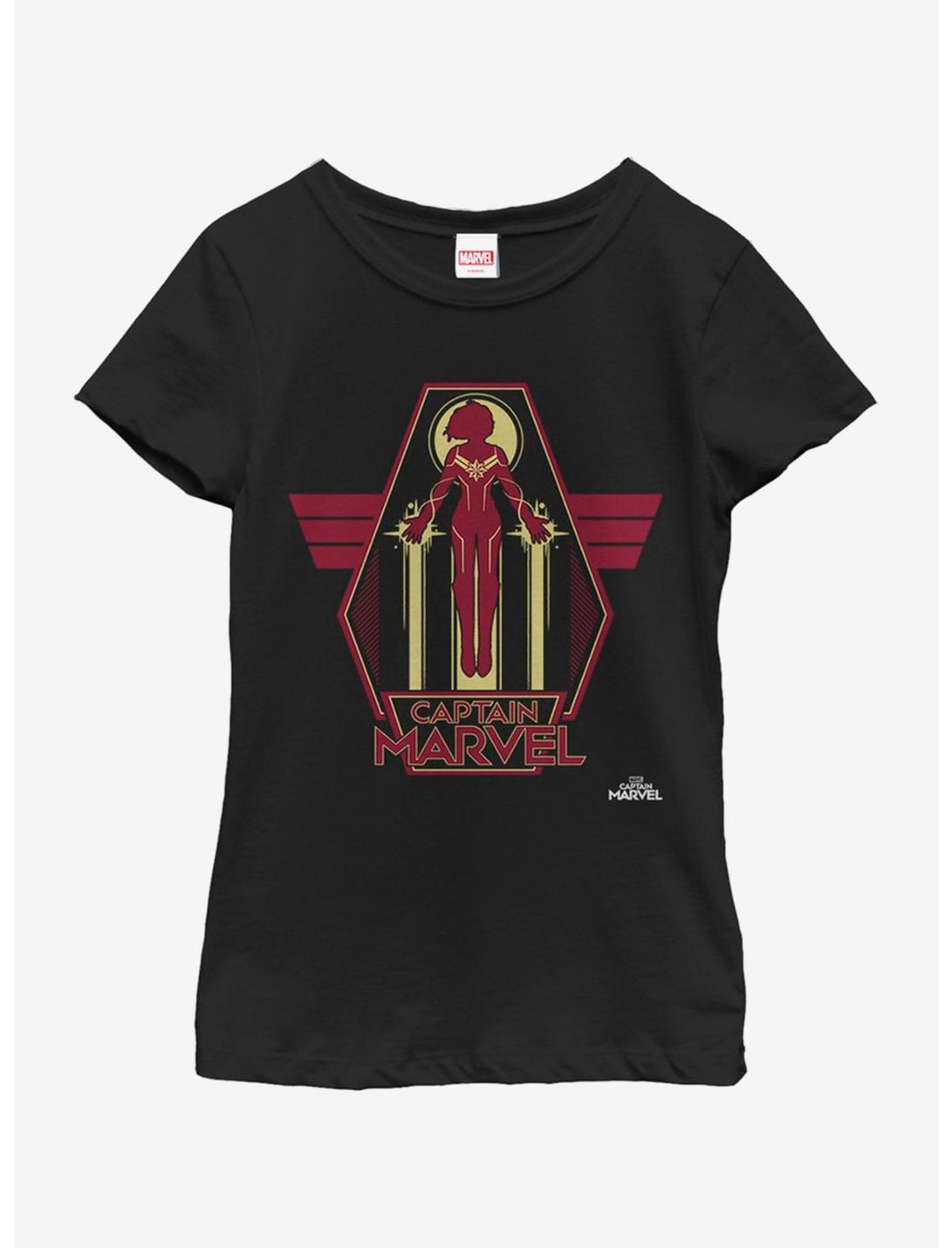 Marvel Captain Marvel Take Flight Youth Girls T-Shirt, BLACK, hi-res