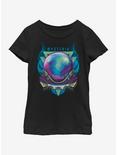 Marvel Spiderman: Far From Home Mysterio Badge Bust Youth Girls T-Shirt, BLACK, hi-res