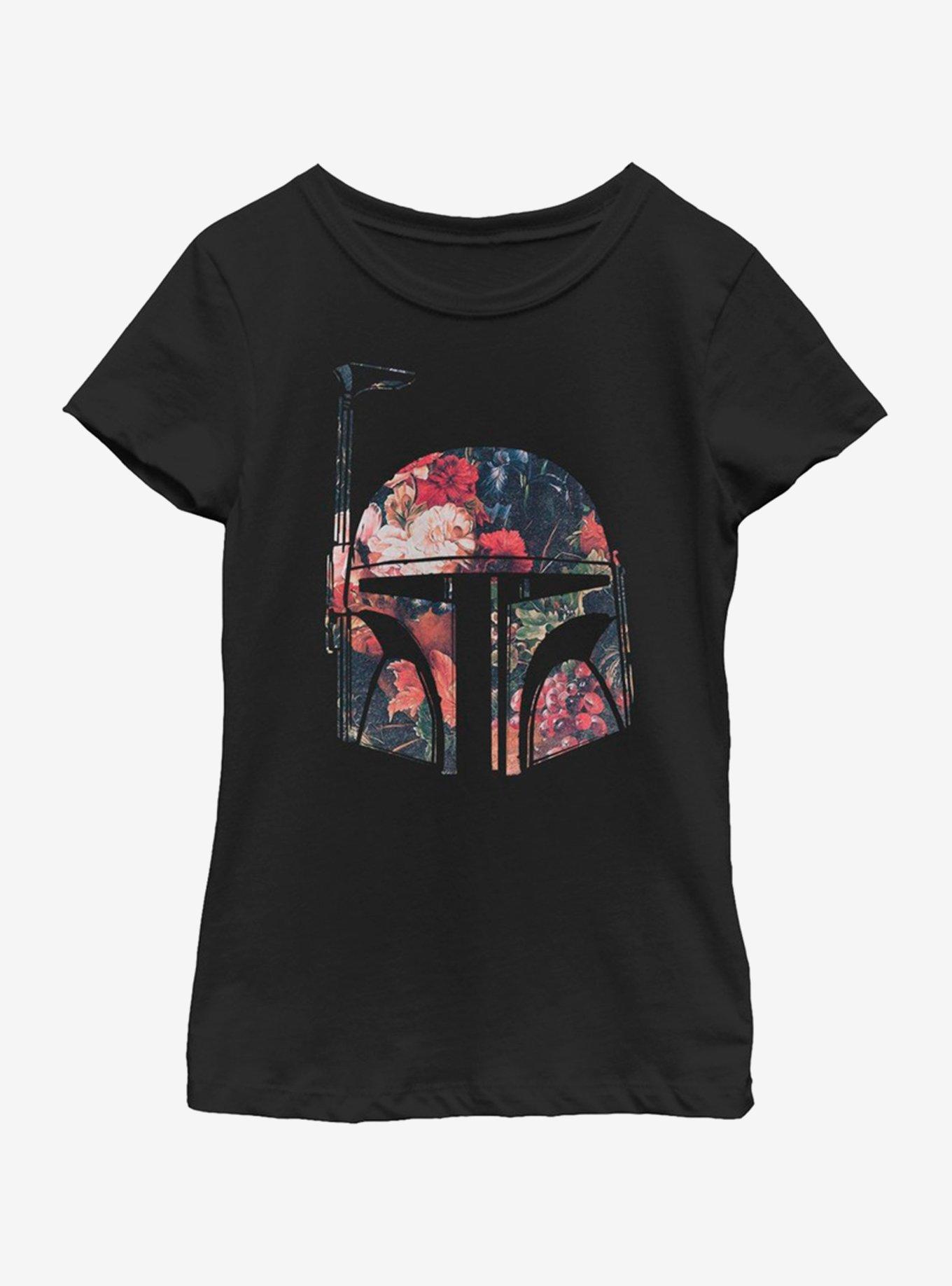 Star Wars Bobba Floral Youth Girls T-Shirt, BLACK, hi-res