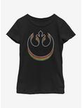 Star Wars Rainbow Rebel Youth Girls T-Shirt, BLACK, hi-res