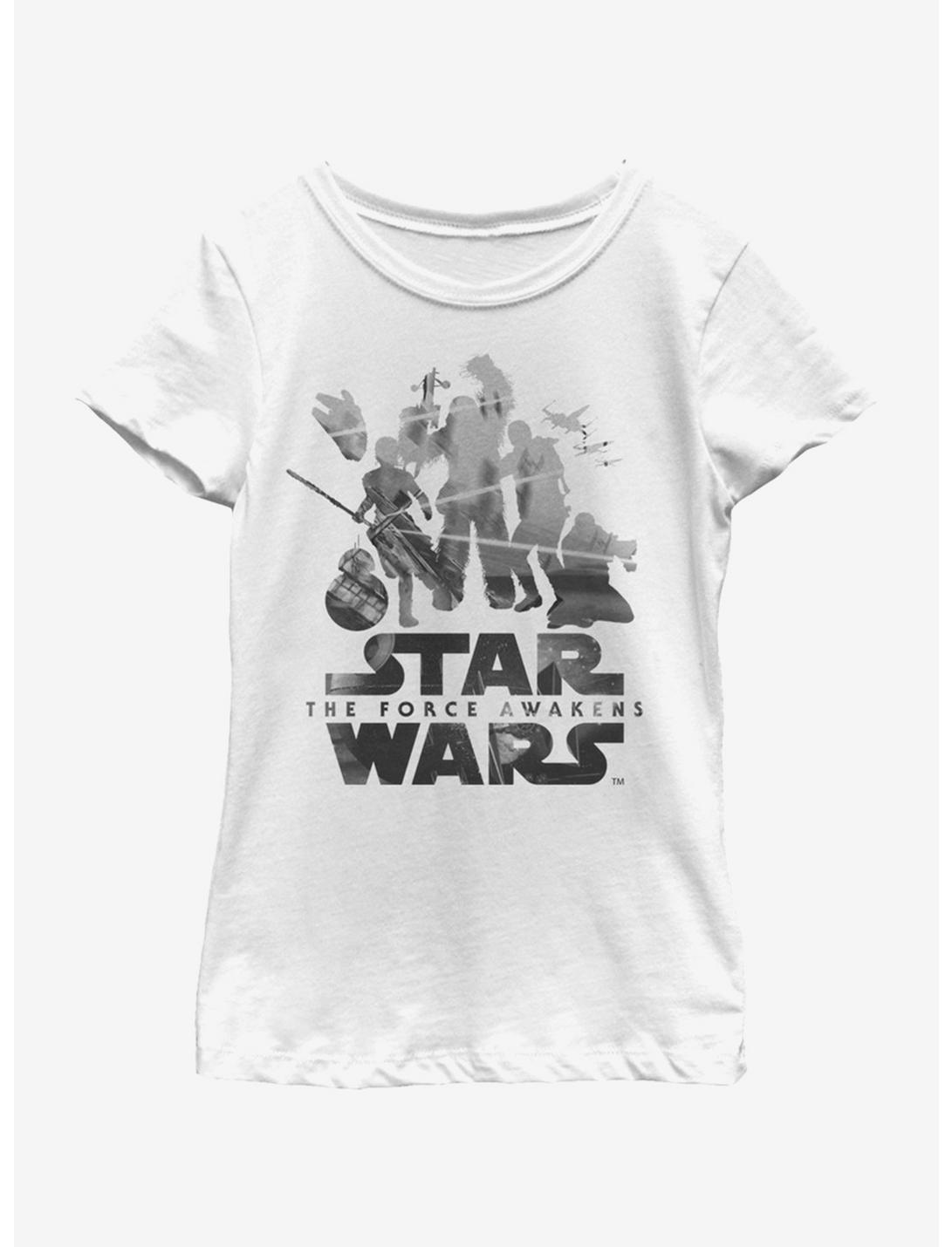 Star Wars The Force Awakens Sihouettes Youth Girls T-Shirt, WHITE, hi-res