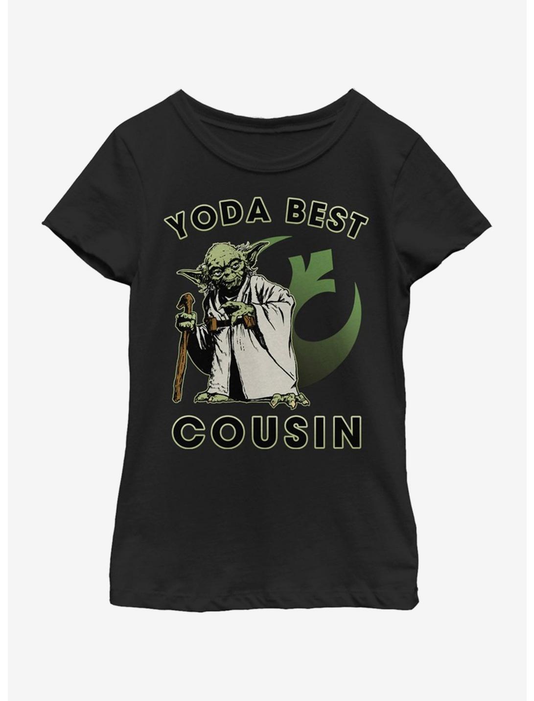 Star Wars Yoda Best Cousin Youth Girls T-Shirt, BLACK, hi-res