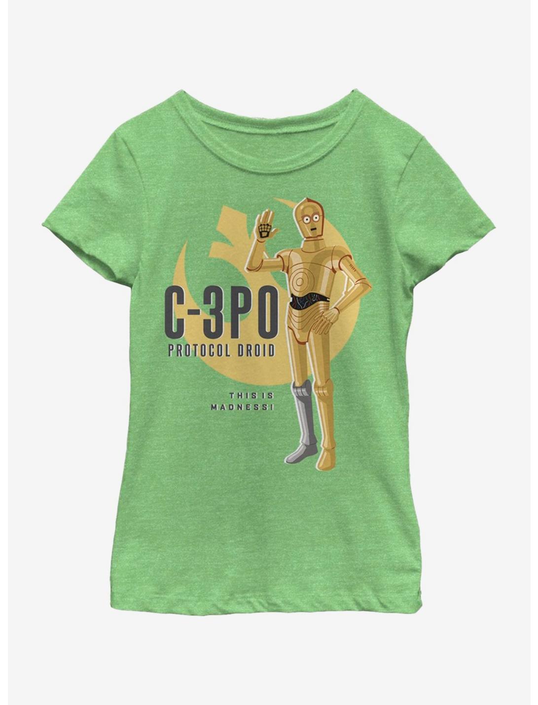 Star Wars C-3PO Galaxy Adventures Youth Girls T-Shirt, GRN APPLE, hi-res