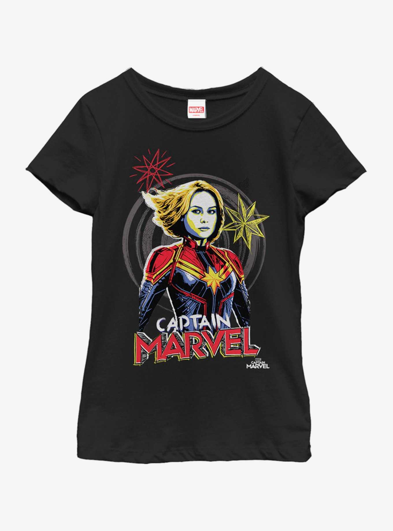 Marvel Captain Marvel Drawing Youth Girls T-Shirt, , hi-res