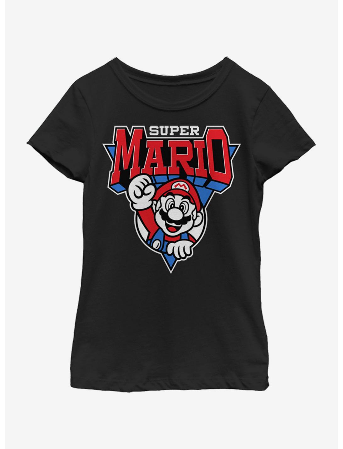 Nintendo Super Mario Team Mario Youth Girls T-Shirt, BLACK, hi-res