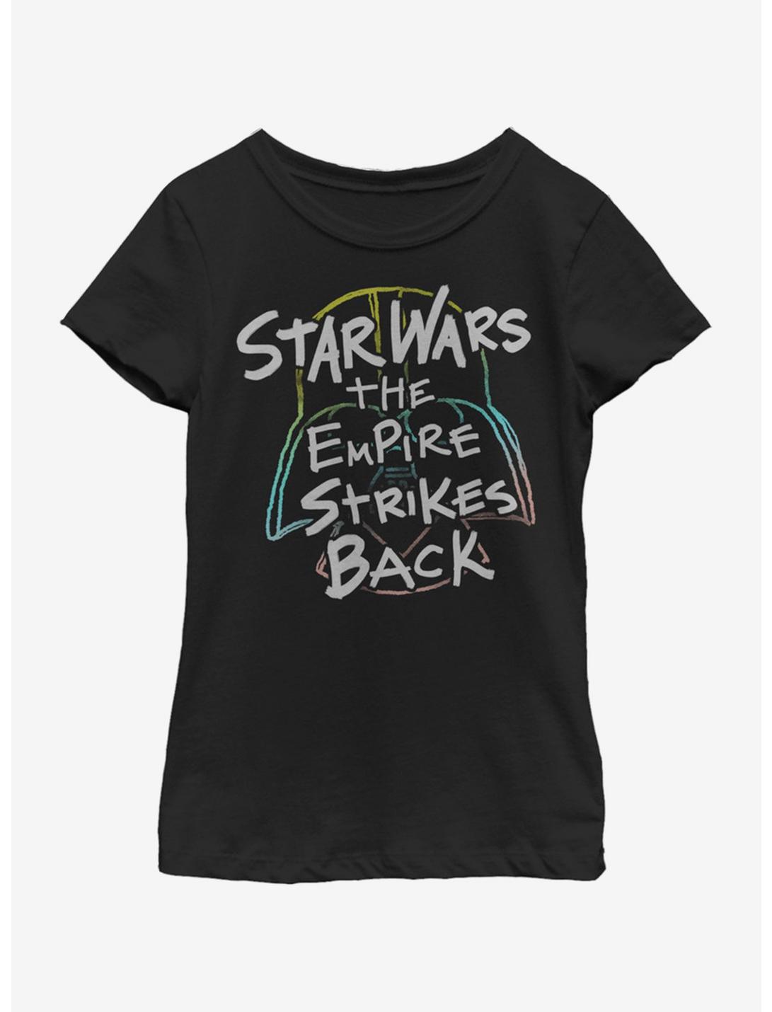 Star Wars Crayon Scratch Youth Girls T-Shirt, BLACK, hi-res