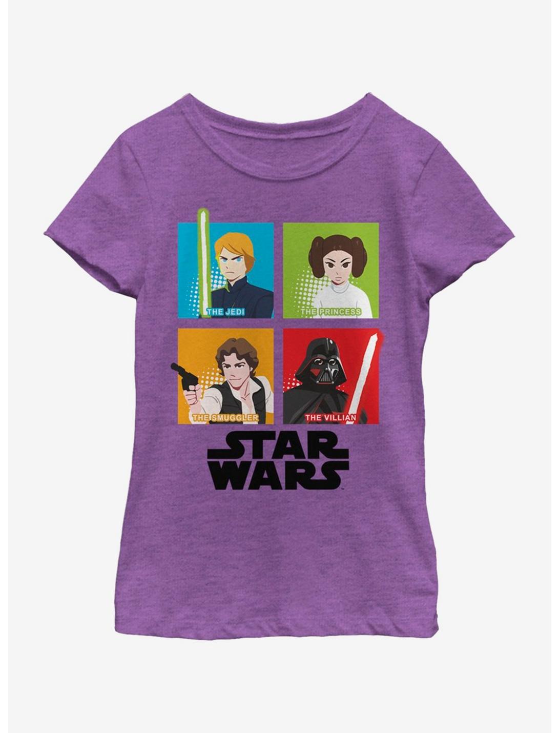 Star Wars Galaxy Adventures Four Square Youth Girls T-Shirt, PURPLE BERRY, hi-res