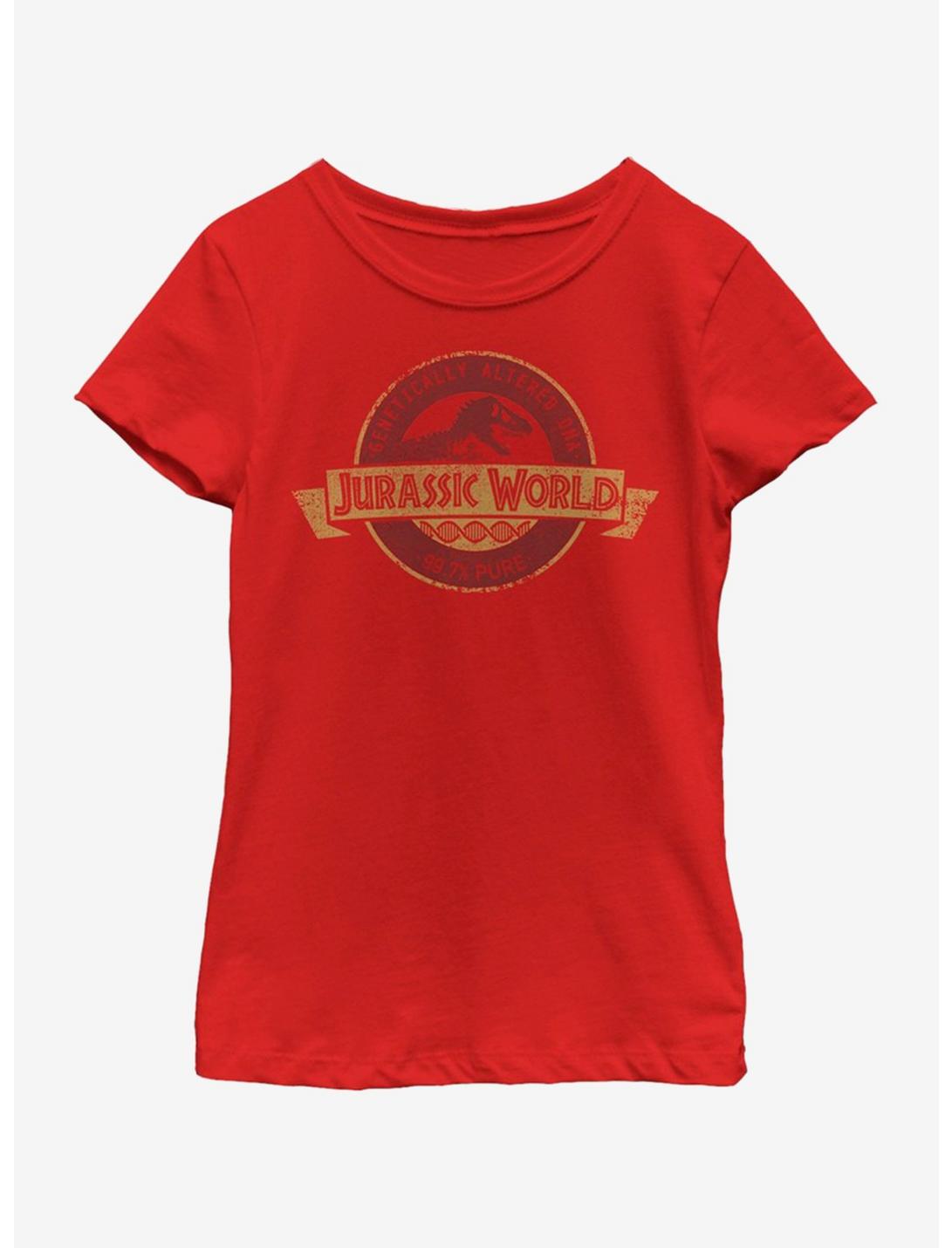 Jurassic Park Classic Circle Youth Girls T-Shirt, RED, hi-res