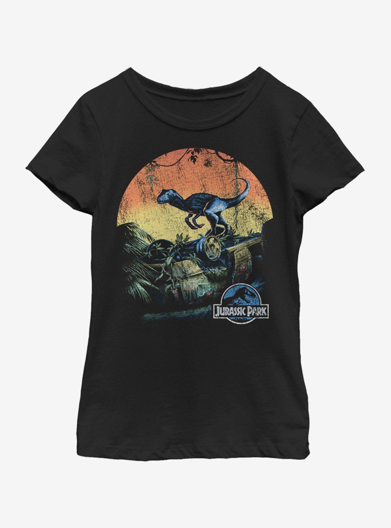Jurassic Park Raptor Sunset Youth Girls T-Shirt, , hi-res