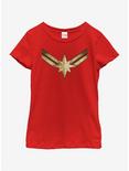 Marvel Captain Marvel Costume Symbol Youth Girls T-Shirt, RED, hi-res