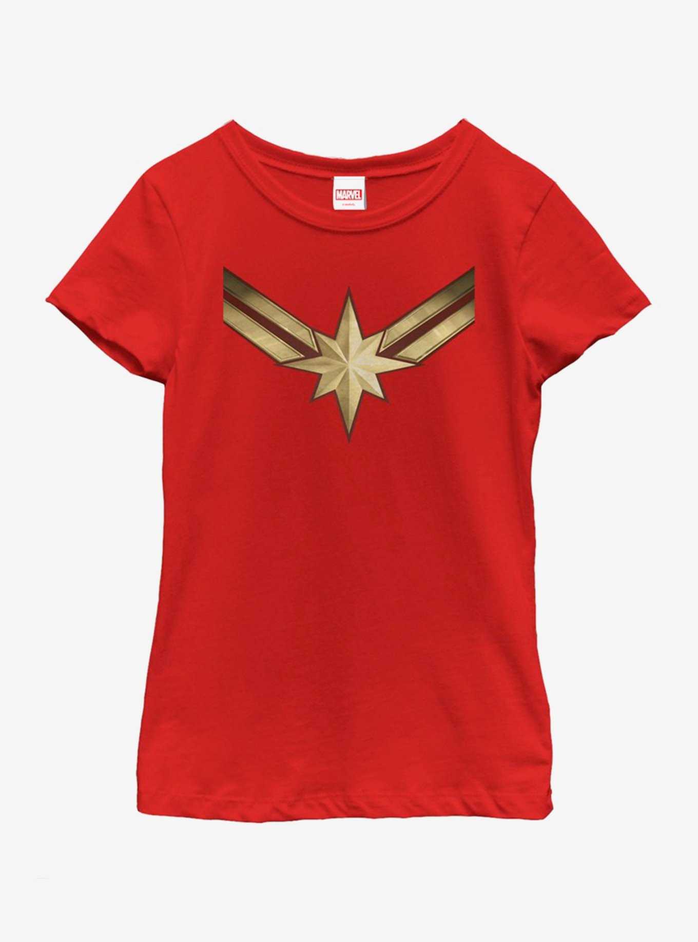 Marvel Captain Marvel Costume Symbol Youth Girls T-Shirt, , hi-res