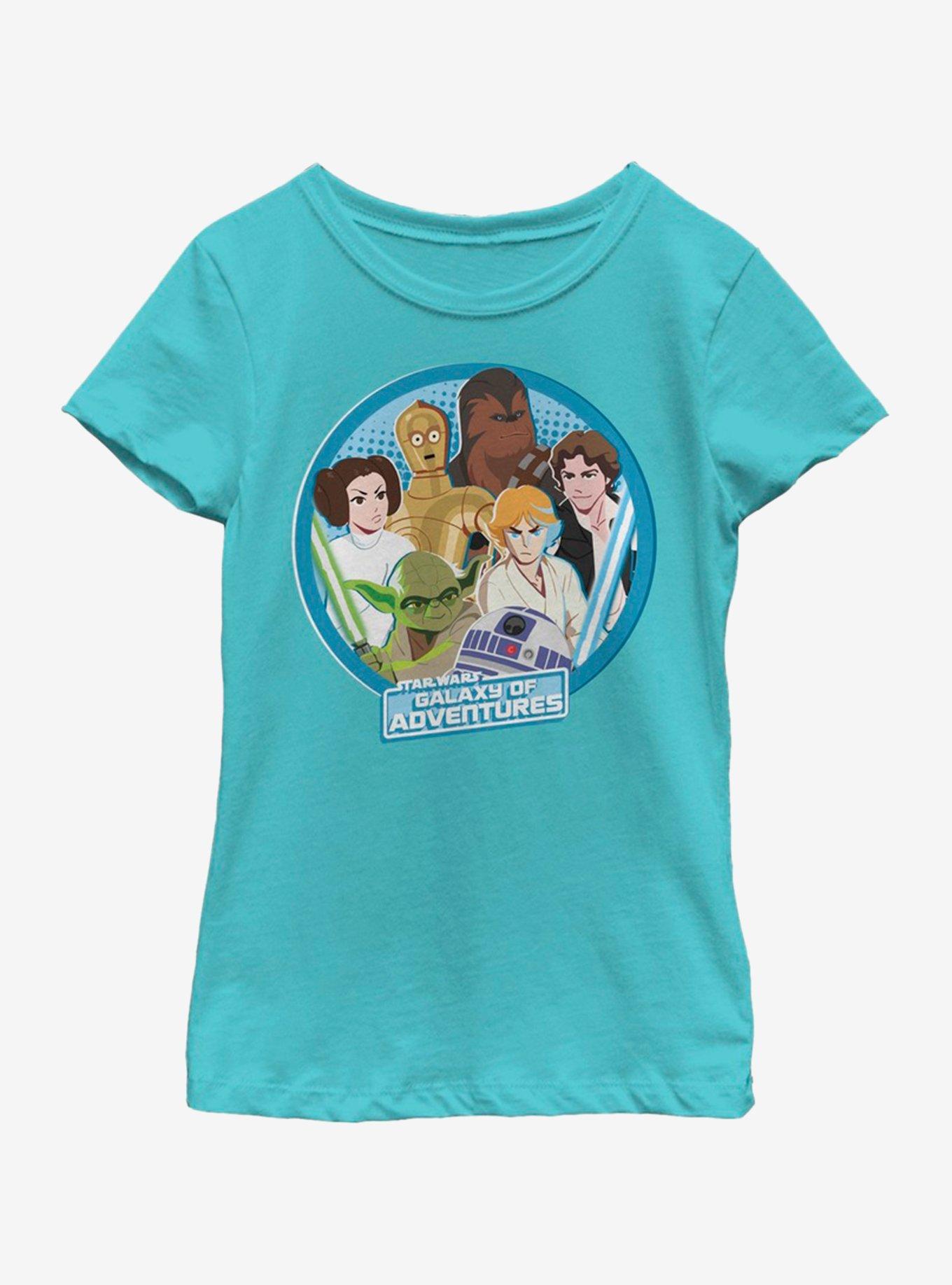 Star Wars Group Circle Shot Youth Girls T-Shirt, TAHI BLUE, hi-res