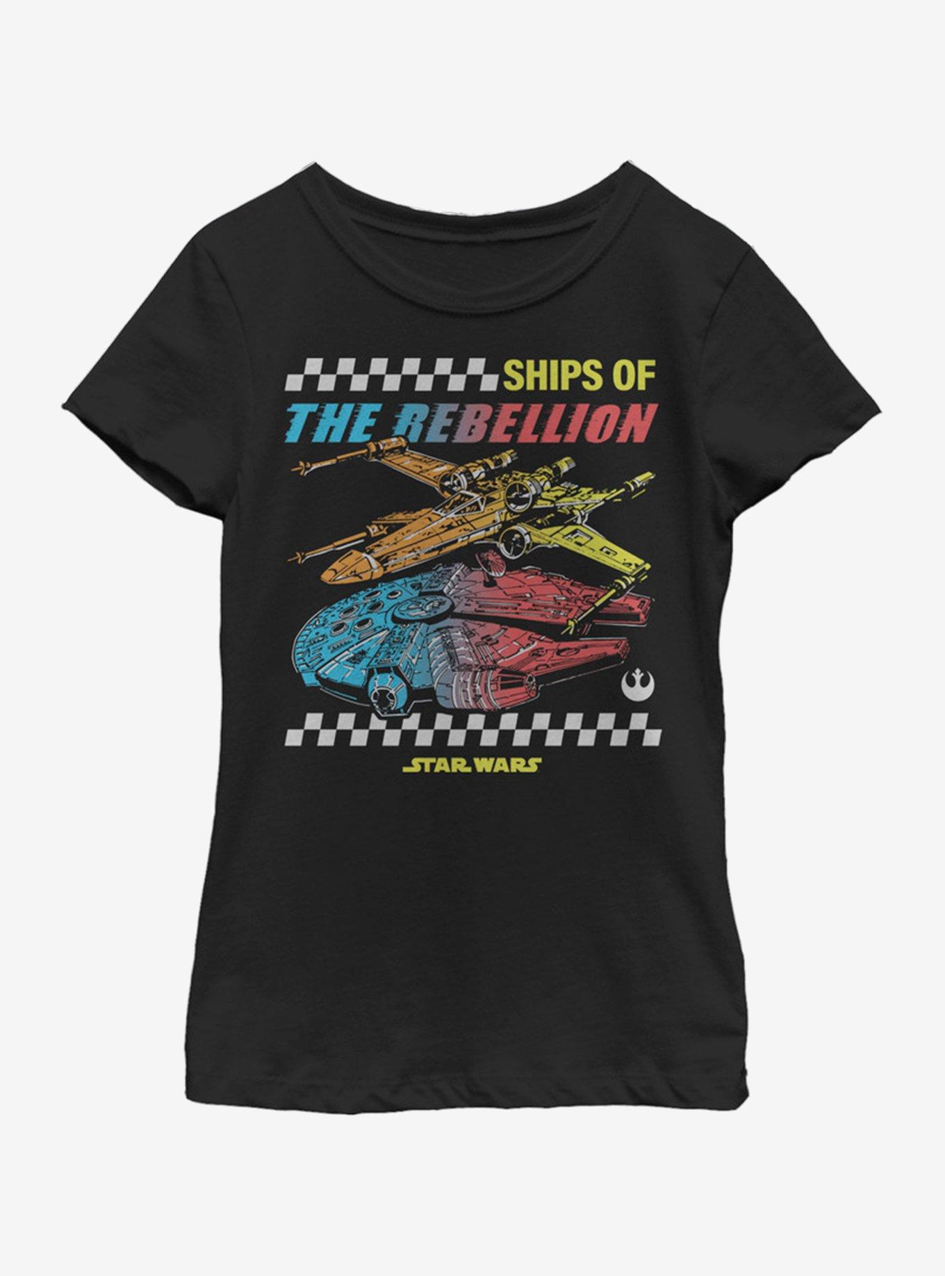 Star Wars Rebel Ships Youth Girls T-Shirt, BLACK, hi-res