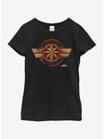 Marvel Captain Marvel Badge Youth Girls T-Shirt, BLACK, hi-res