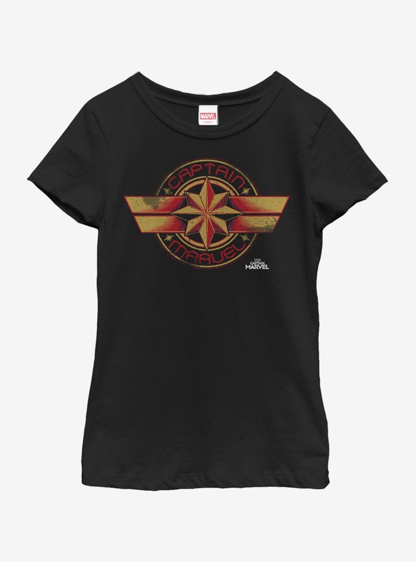 Marvel Captain Marvel Badge Youth Girls T-Shirt, , hi-res
