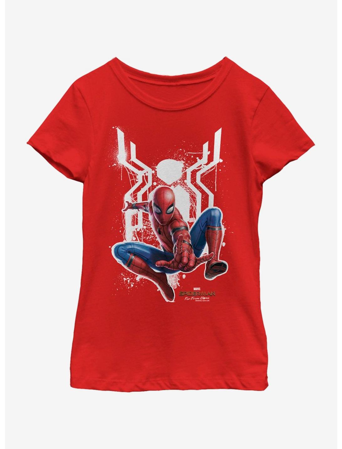 Marvel Spiderman: Far From Home Painted Spider Youth Girls T-Shirt, RED, hi-res