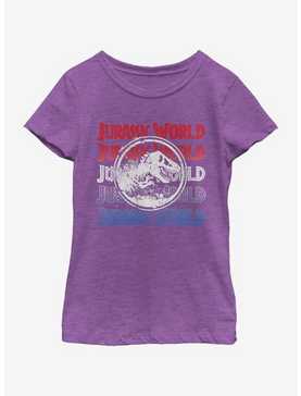Jurassic World Logo Repeat Youth Girls T-Shirt, , hi-res