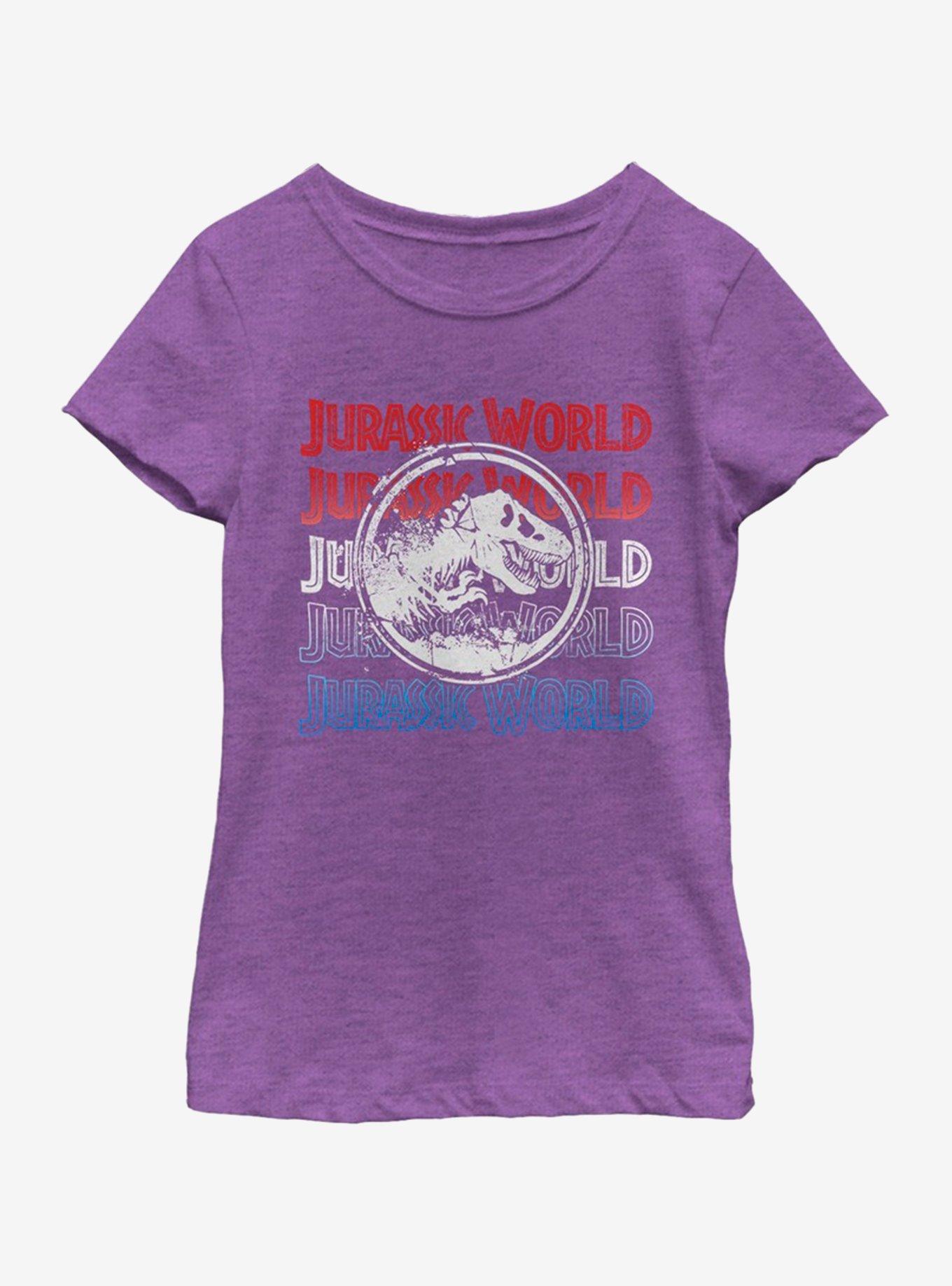 Jurassic World Logo Repeat Youth Girls T-Shirt, , hi-res
