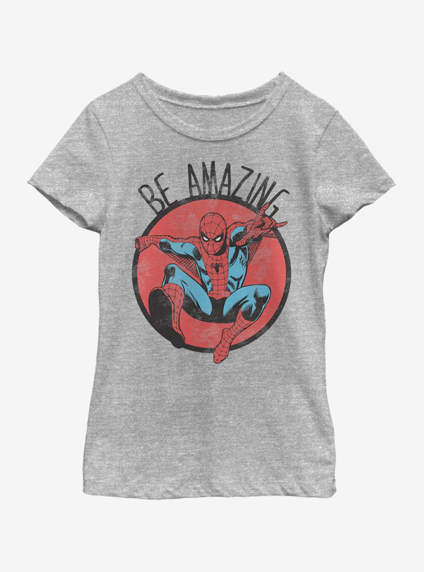 Marvel Spiderman Be Amazing Youth Girls T-Shirt, ATH HTR, hi-res