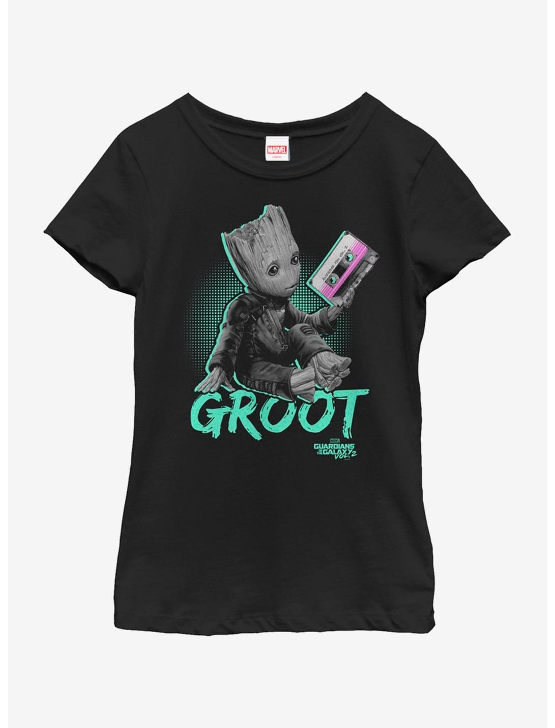 Marvel Guardians of The Galaxy Neon Baby Groot Youth Girls T-Shirt, BLACK, hi-res