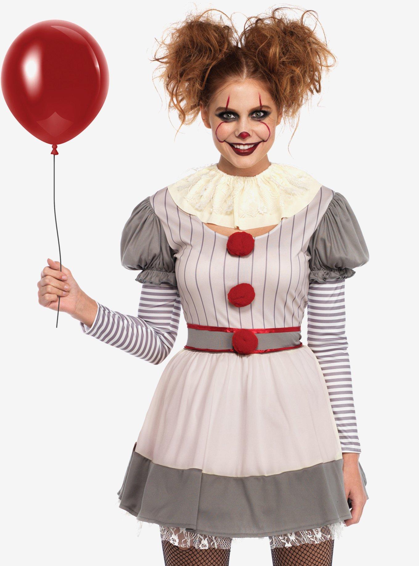 Female harlequin, costume dress, suspenders, pom pom buttons, stripes