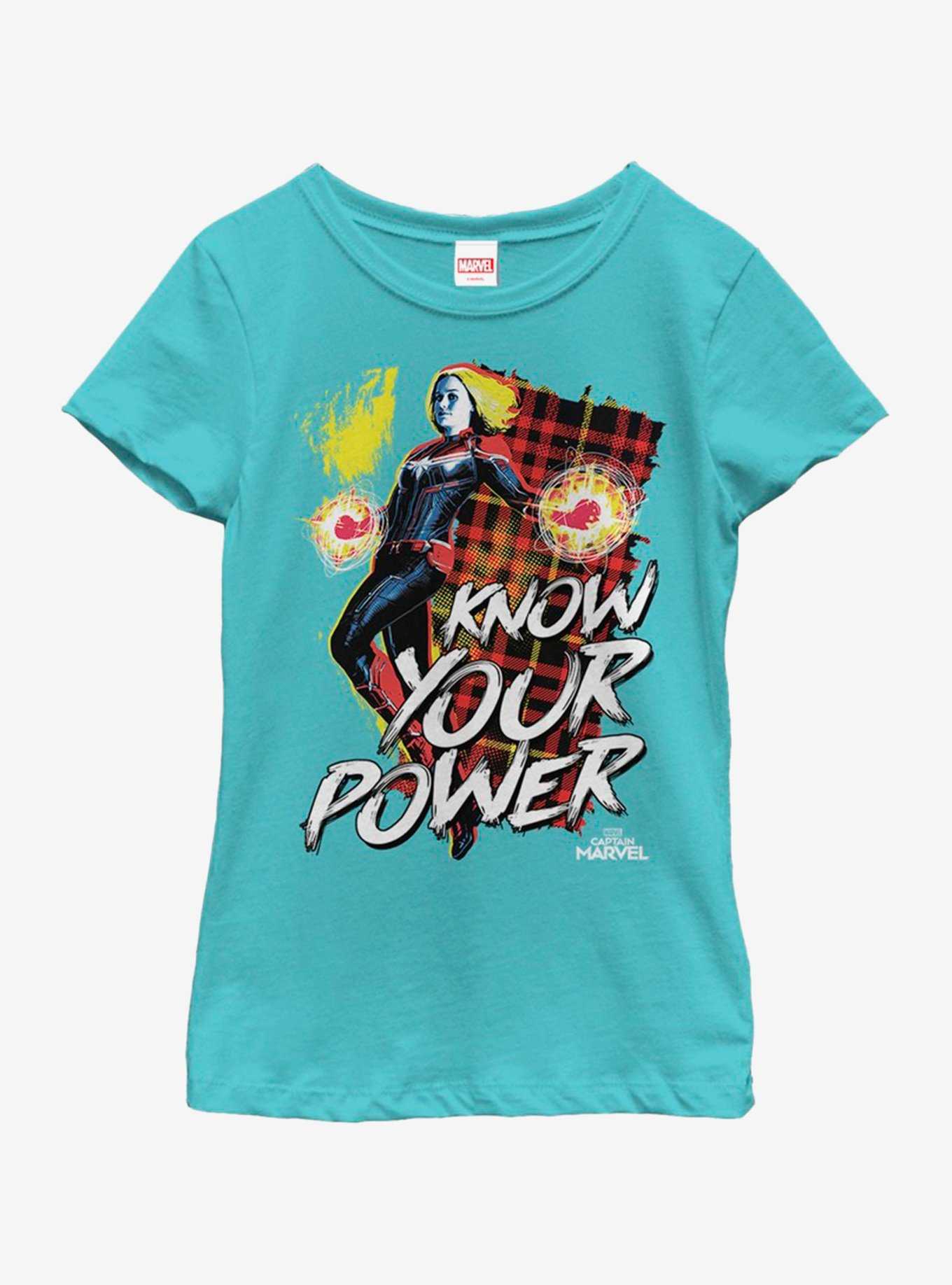 Marvel Captain Marvel Know Power Youth Girls T-Shirt, , hi-res