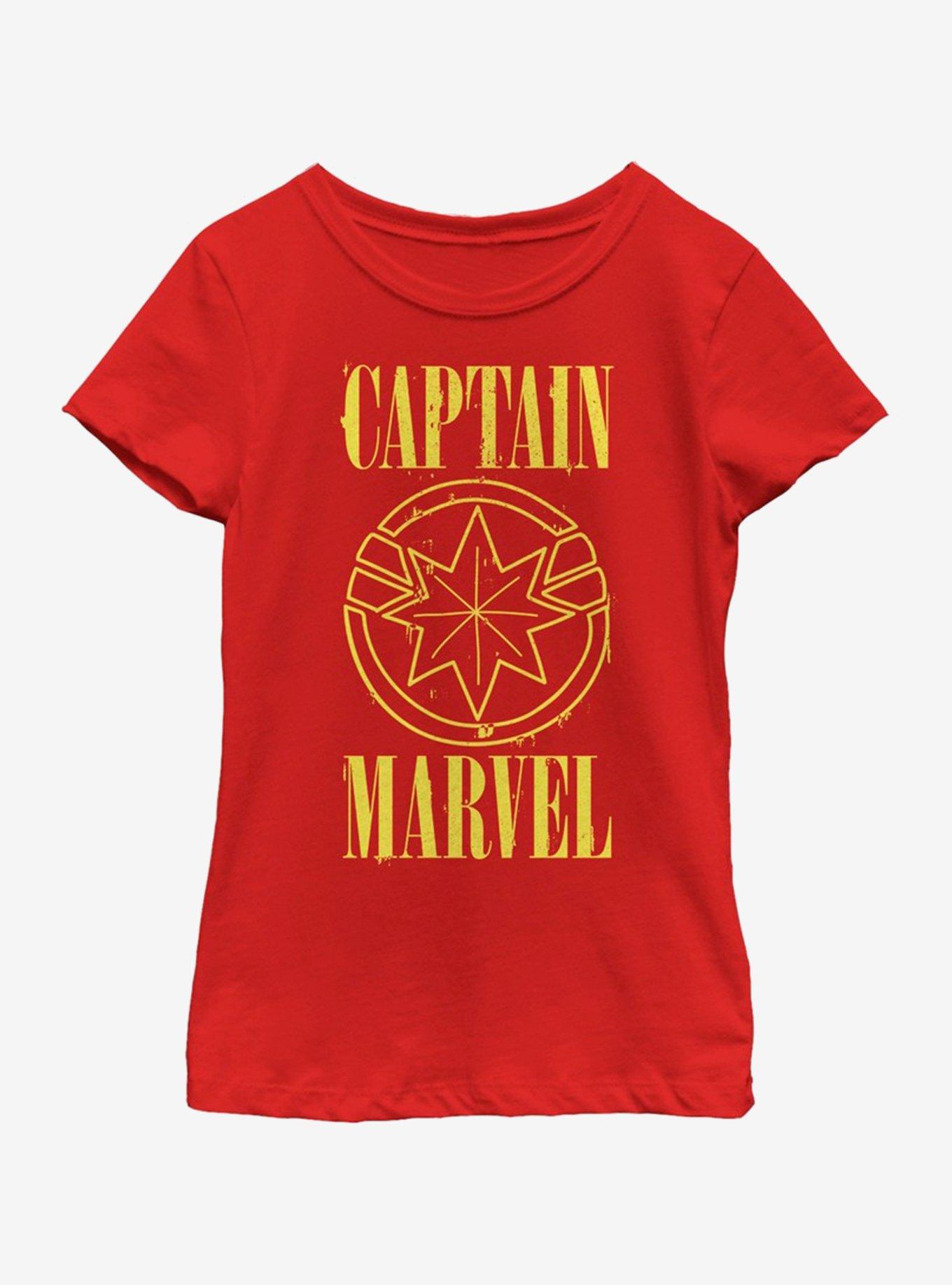Marvel Captain Marvel Yellow Marvel Youth Girls T-Shirt, RED, hi-res