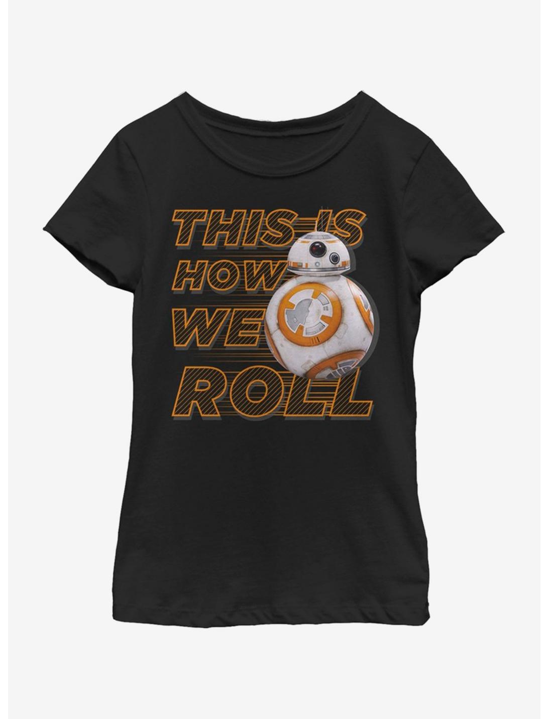 Star Wars The Force Awakens This Is How We Roll Front Youth Girls T-Shirt, BLACK, hi-res