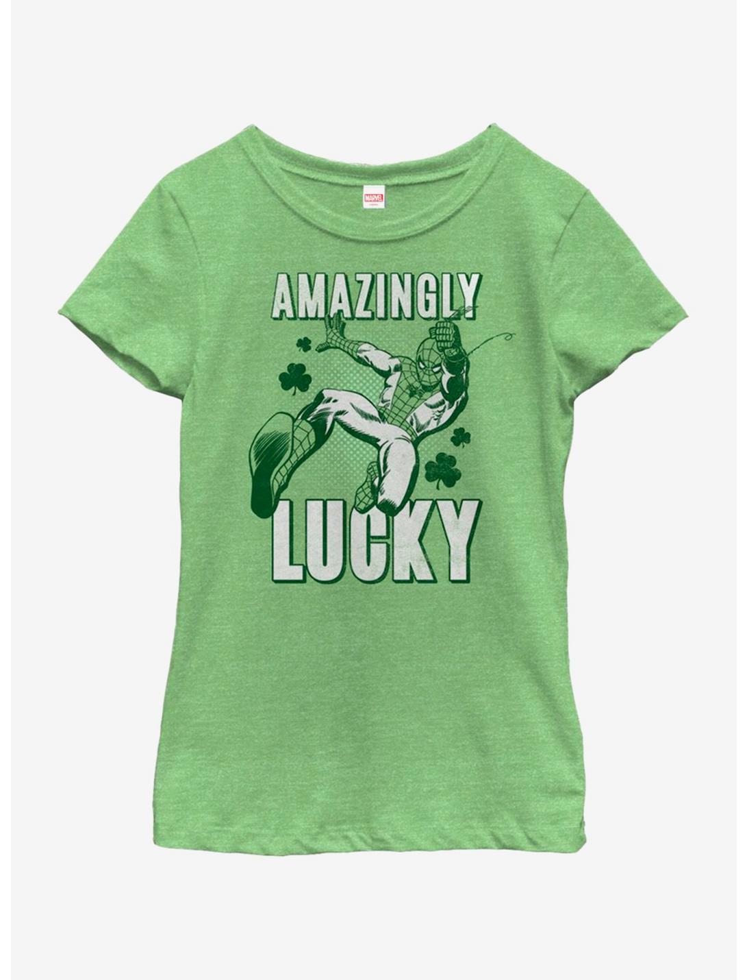 Marvel Spiderman Amazingly Lucky Youth Girls T-Shirt, GRN APPLE, hi-res
