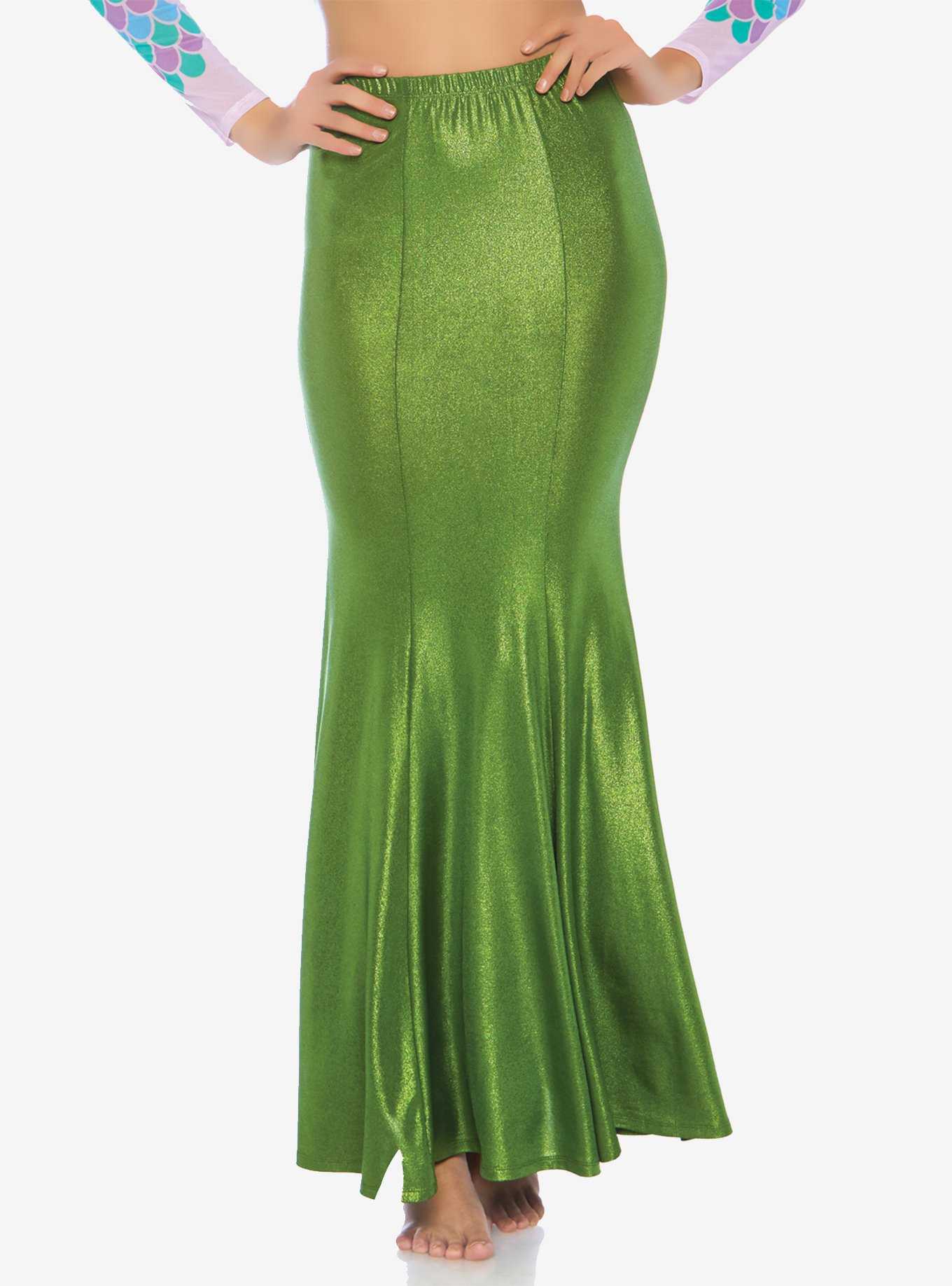 Green Shimmer Spandex Mermaid Skirt, , hi-res