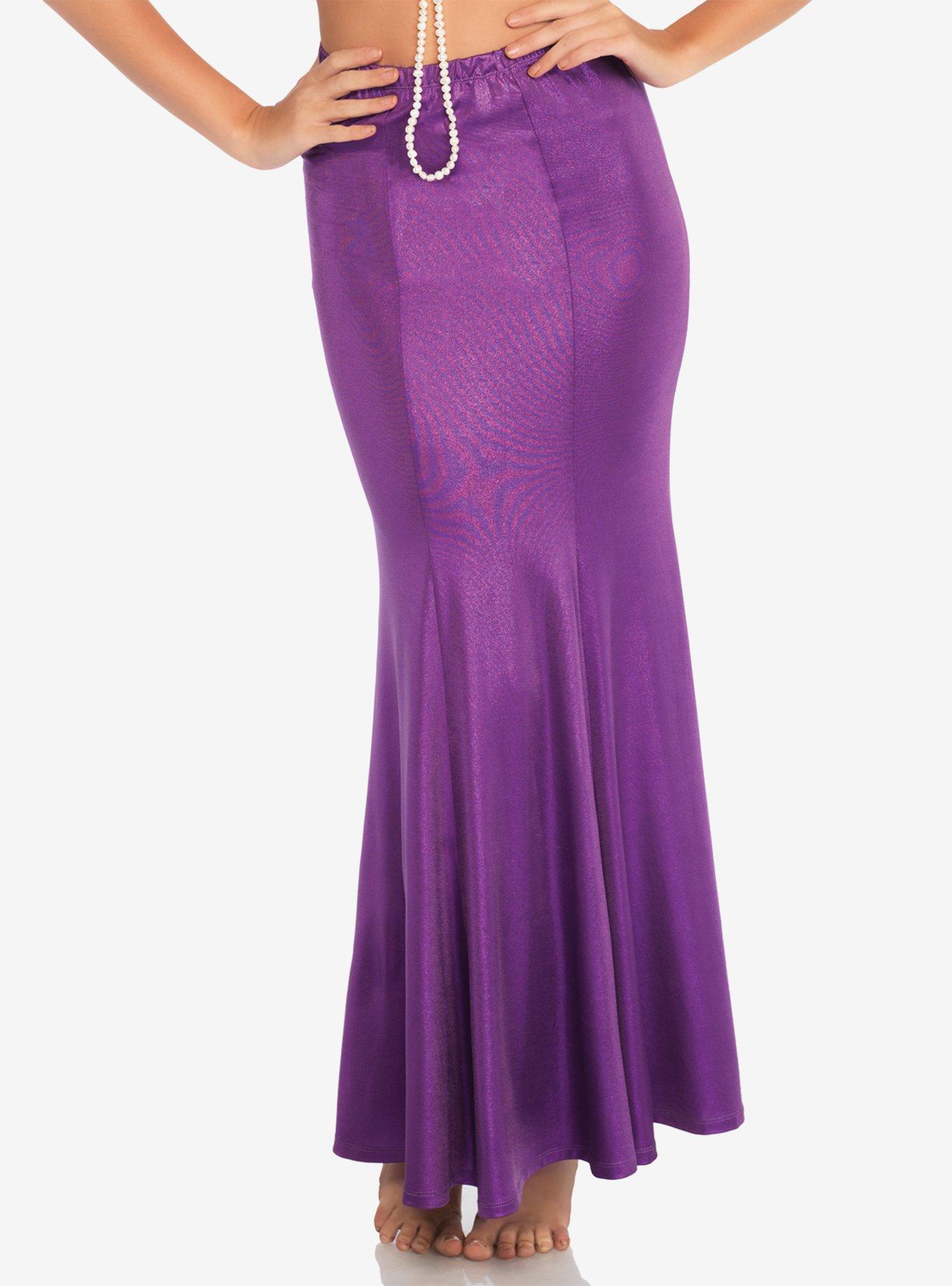 Purple Shimmer Spandex Mermaid Skirt, PURPLE, hi-res