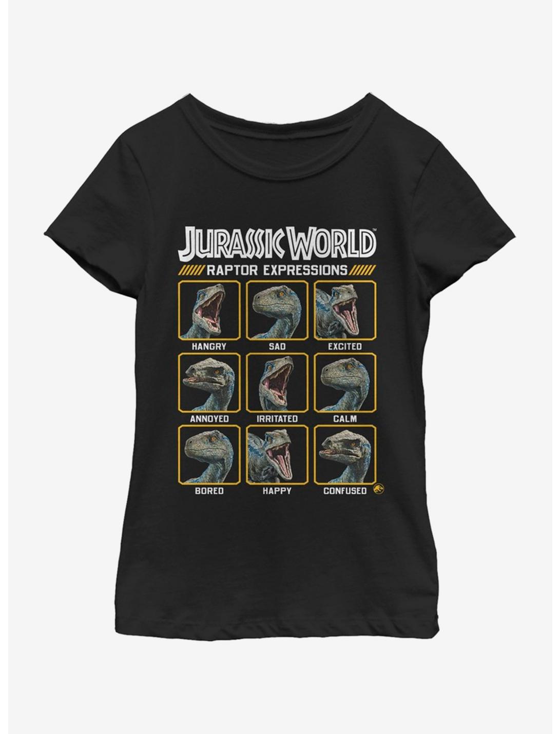 Jurassic World Expressions of Raptor Youth Girls T-Shirt, BLACK, hi-res