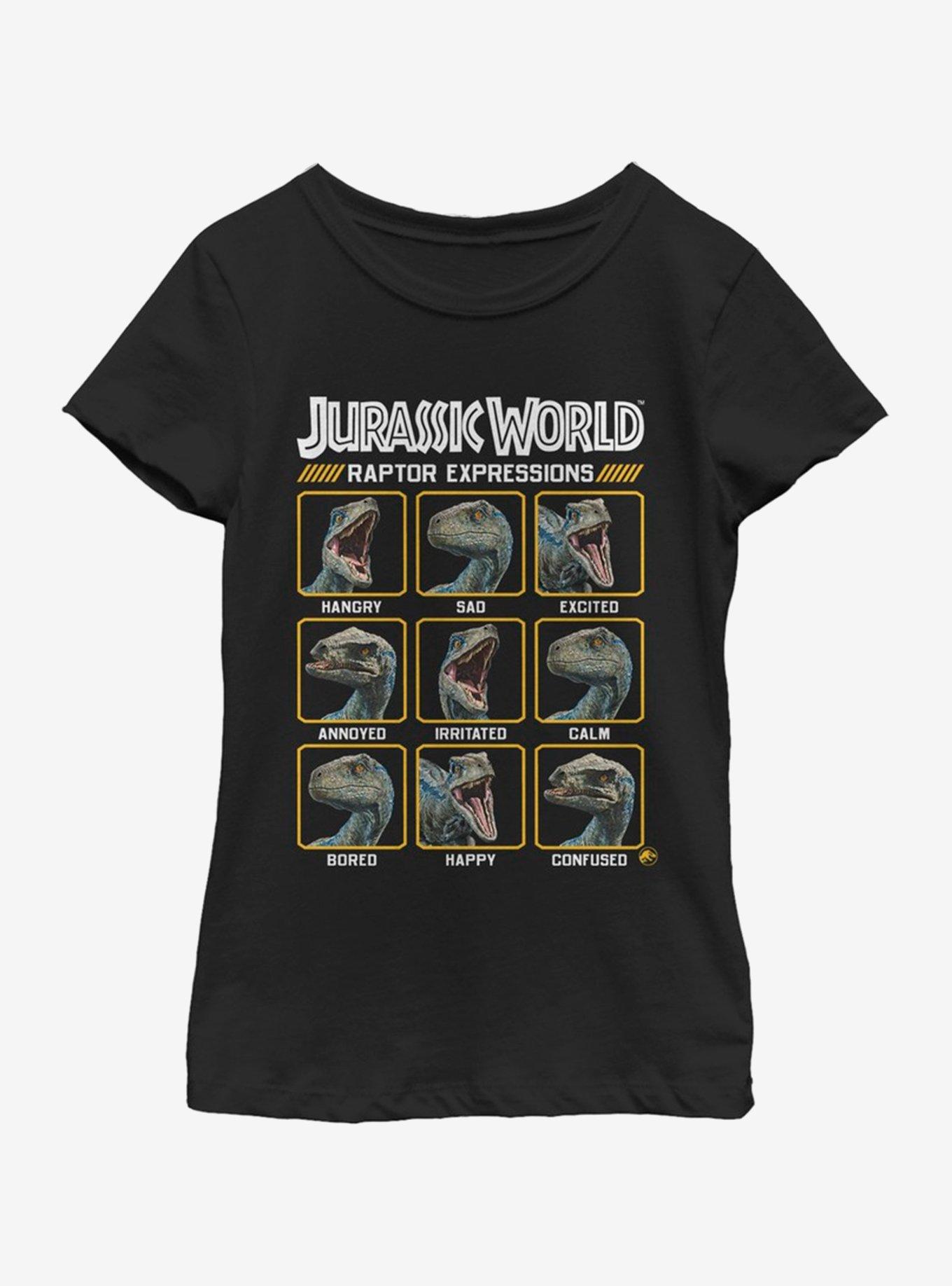 Jurassic World Expressions of Raptor Youth Girls T-Shirt, BLACK, hi-res