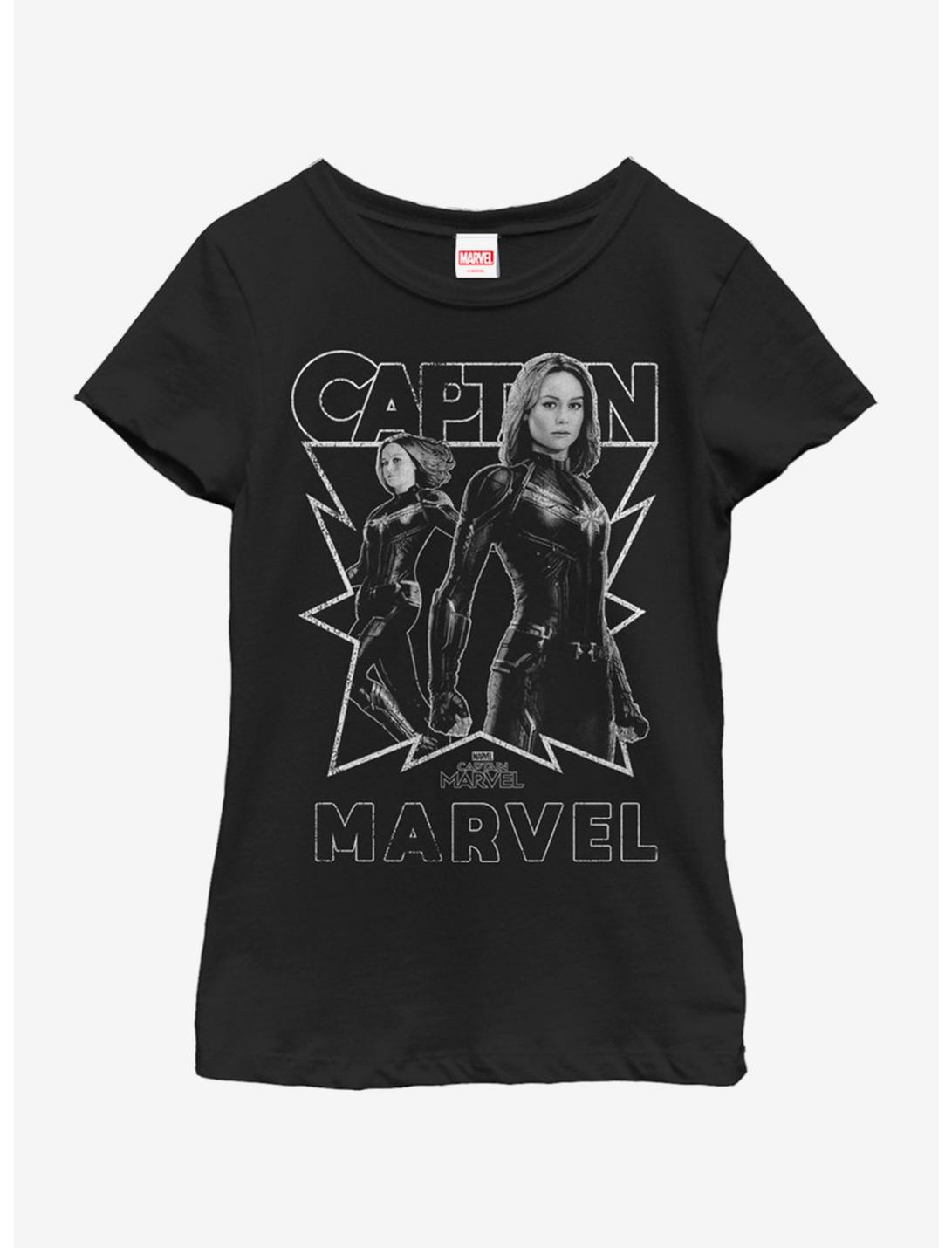 Marvel Captain Marvel Captain Youth Girls T-Shirt, BLACK, hi-res