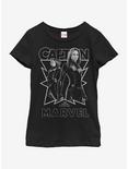 Marvel Captain Marvel Captain Youth Girls T-Shirt, BLACK, hi-res