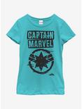 Marvel Captain Marvel Painted Logo Youth Girls T-Shirt, TAHI BLUE, hi-res