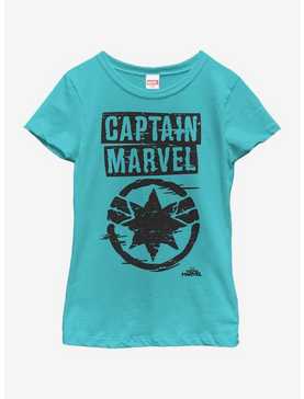 Marvel Captain Marvel Painted Logo Youth Girls T-Shirt, , hi-res