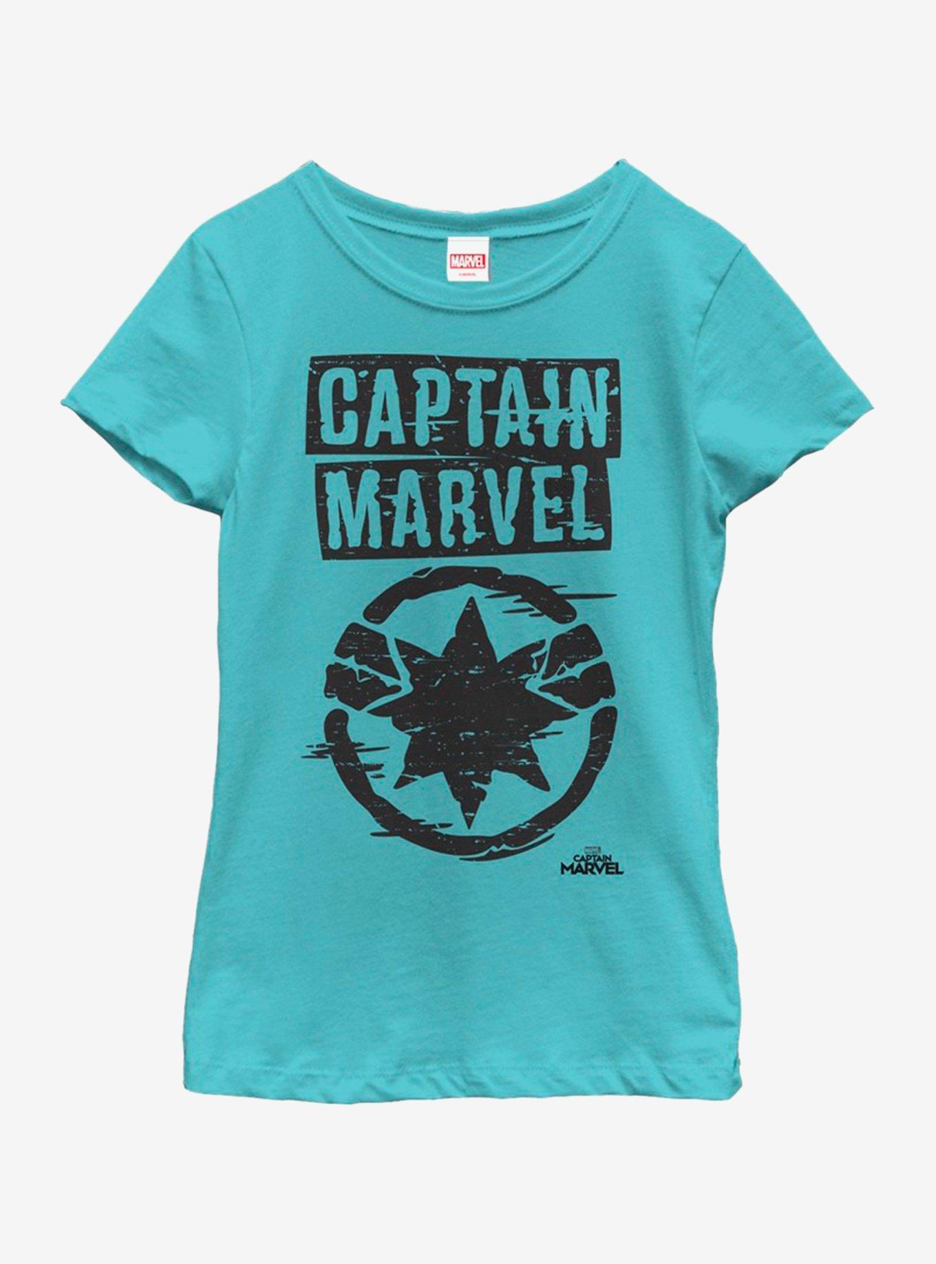 Marvel Captain Marvel Painted Logo Youth Girls T-Shirt, , hi-res