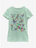Jurassic Park Colorful Dino Toss Youth Girls T-Shirt, MINT, hi-res