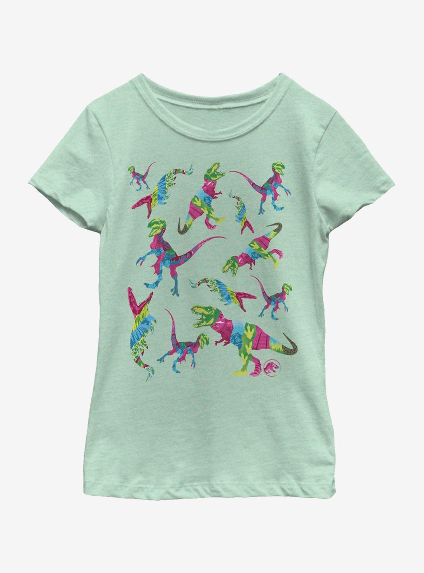 Jurassic Park Colorful Dino Toss Youth Girls T-Shirt, , hi-res