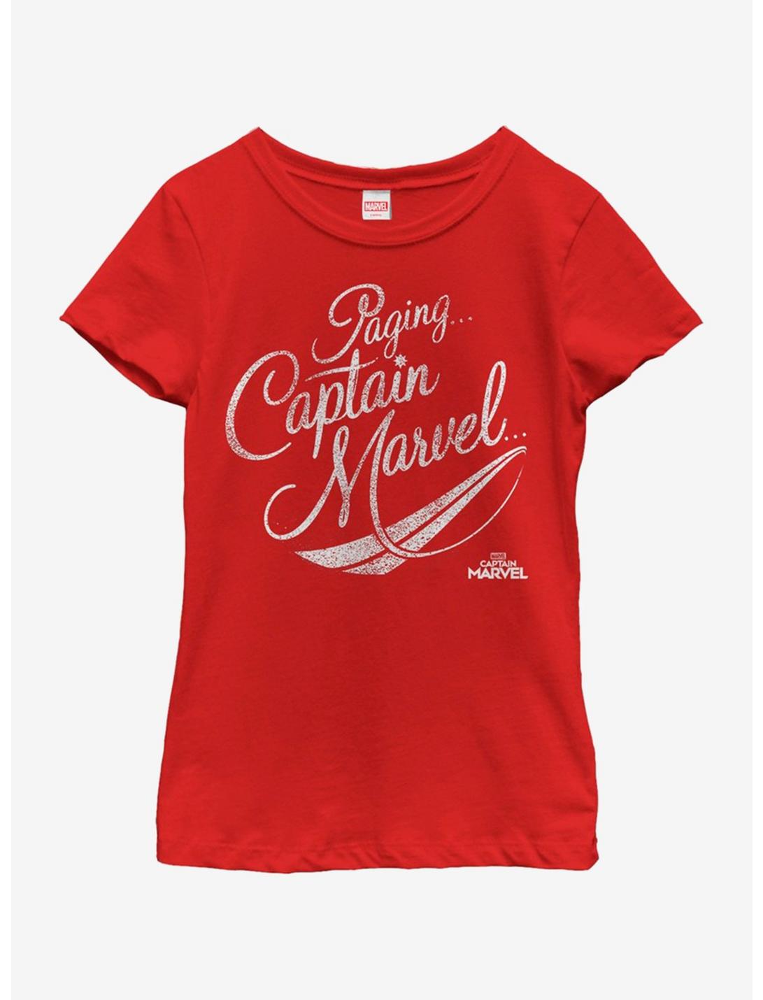 Marvel Captain Marvel Calling Marvel Youth Girls T-Shirt, RED, hi-res
