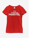 Marvel Captain Marvel Classic Logo Youth Girls T-Shirt, RED, hi-res