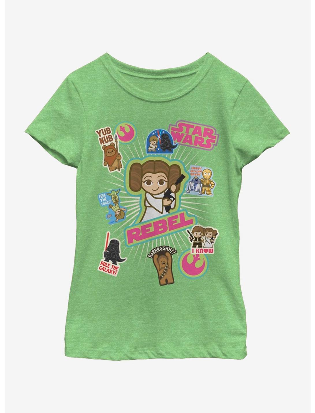 Star Wars Sticker Girl Youth Girls T-Shirt, GRN APPLE, hi-res