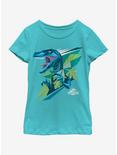 Jurassic Park Blue Dino Youth Girls T-Shirt, TAHI BLUE, hi-res