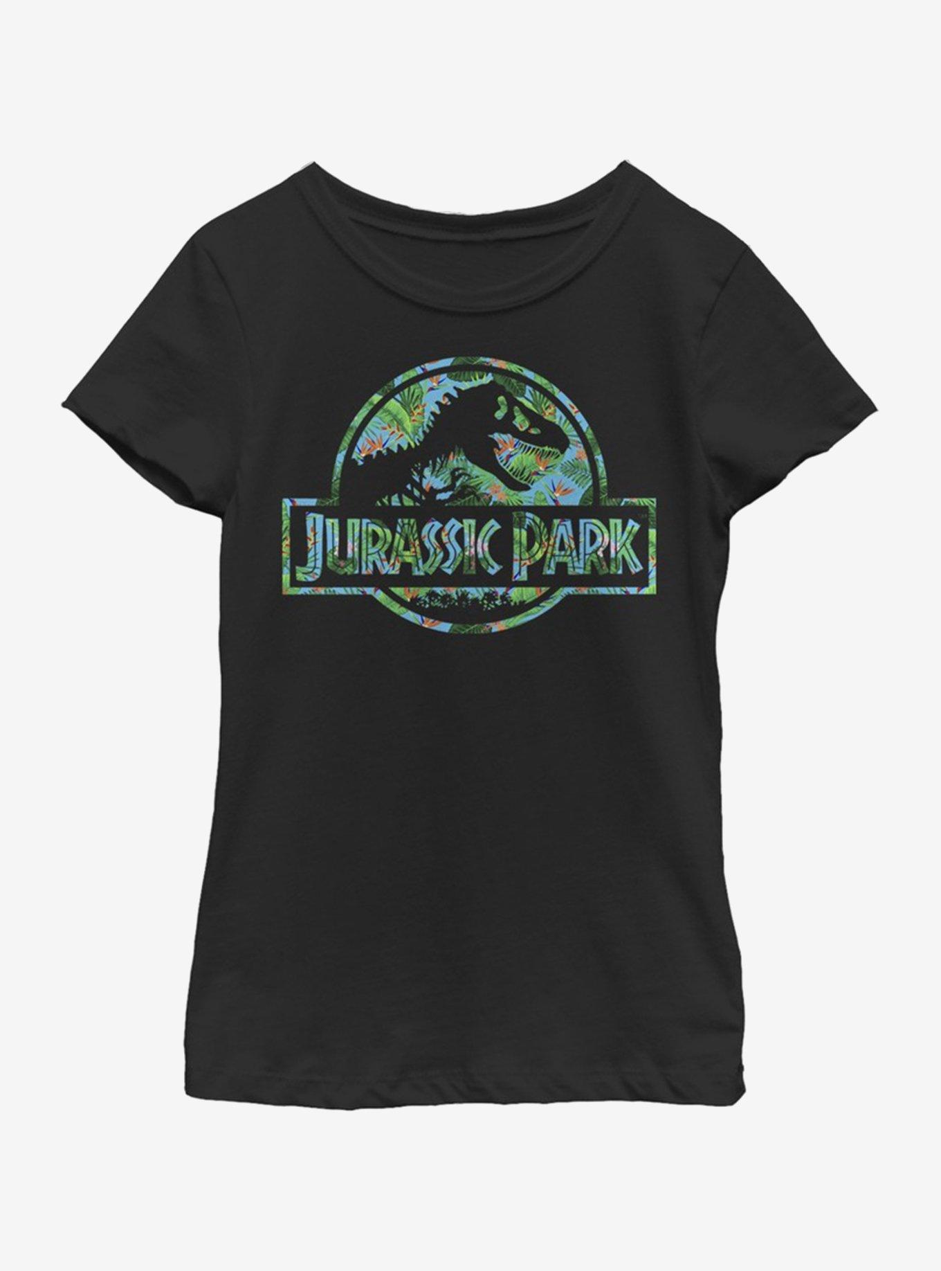 Jurassic Park Floral Logo Youth Girls T-Shirt, , hi-res