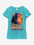 Marvel Captain Marvel Capn Marvel Sil Youth Girls T-Shirt, TAHI BLUE, hi-res
